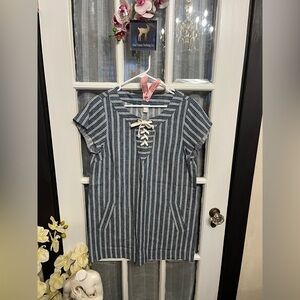 JCrew Stripped Linen Blend  Dress